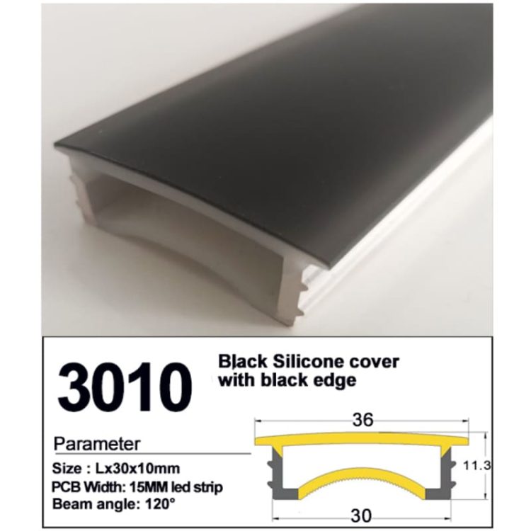 Recessed Black silicone cover with black Edge 30*10mm