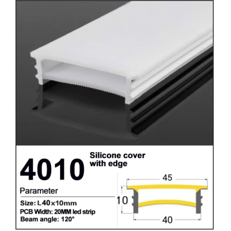 Recessed LED Silicone Cover 40*10mm - led strip cover