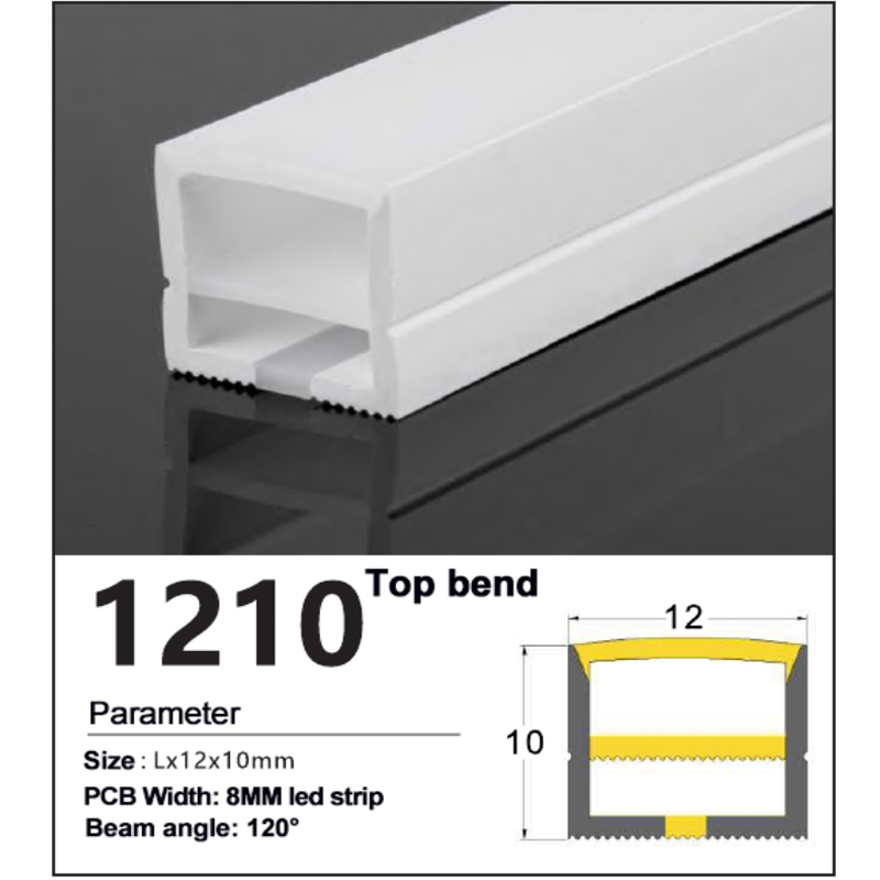 New Flat Silicone LED Strip Tube Top bend 12*10mm 1 Silicone LED Strip Tube