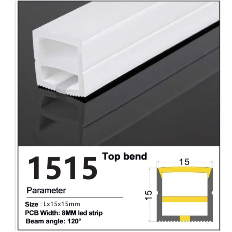 Flat Silicone LED Strip channel Top Bend 15*15mm