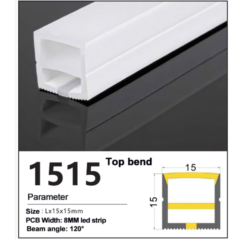 Quality Flat Silicone LED Strip channel Top Bend 15*15mm 1 Flat Silicone LED Strip channel Top Bend 15*15mm