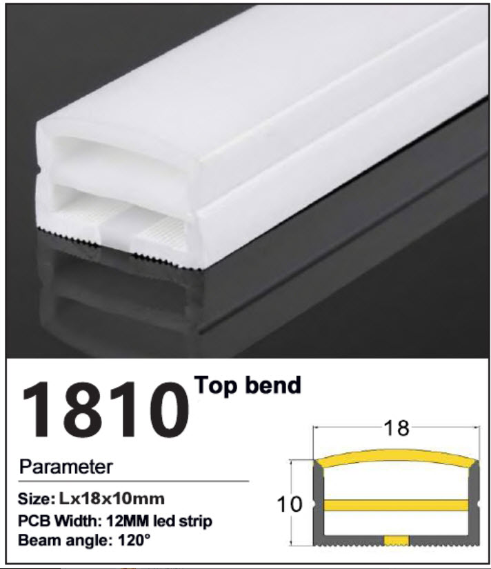 New Silicone LED Strip channel Top Bend 18*10mm 1 Silicone LED Strip channel