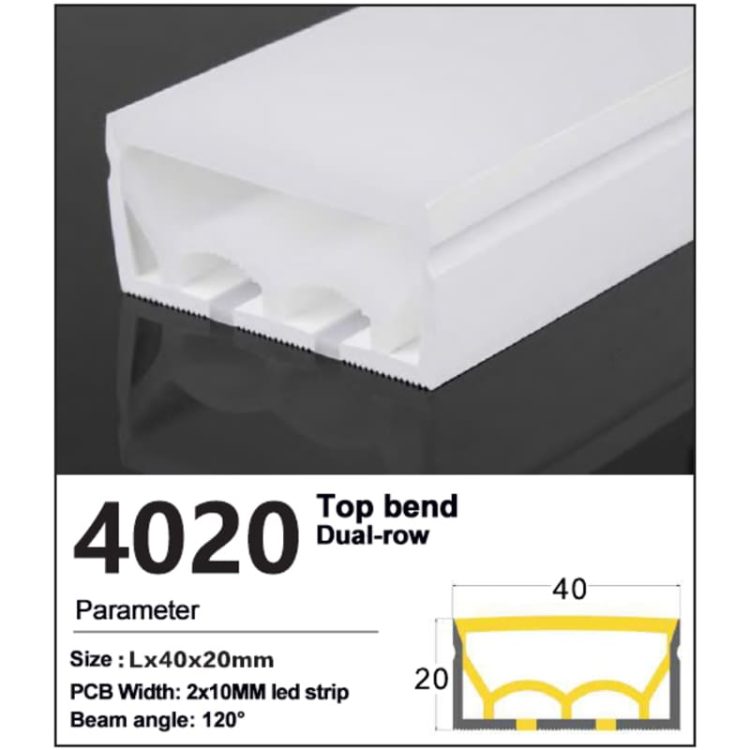 Silicone LED channel Top Bend 40*20mm Double Row