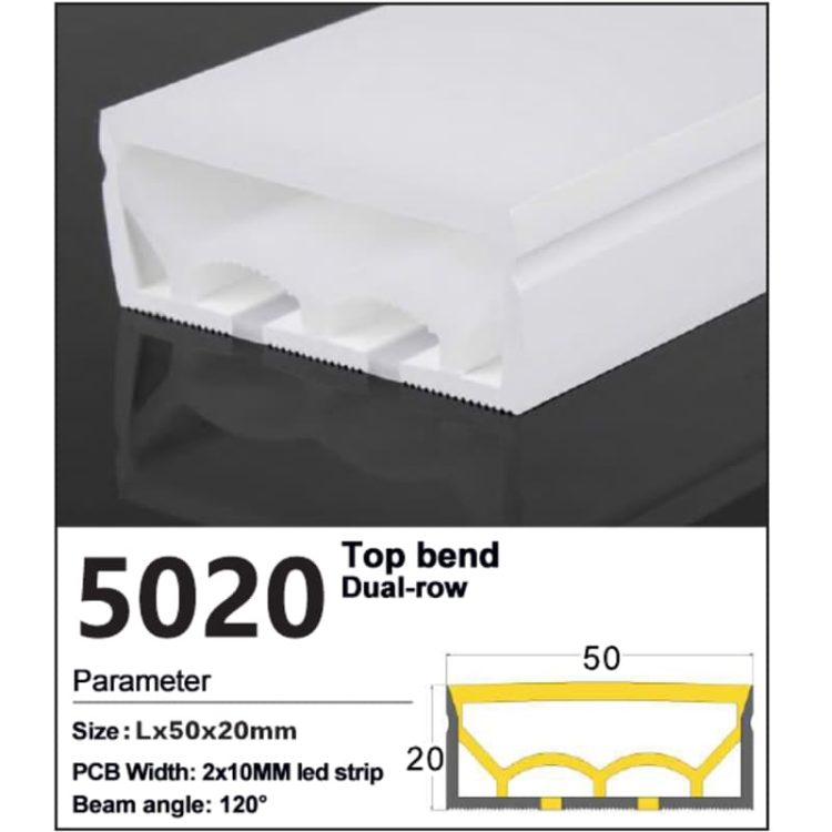 Silicone LED channel Top Bend 50*20mm Double Row