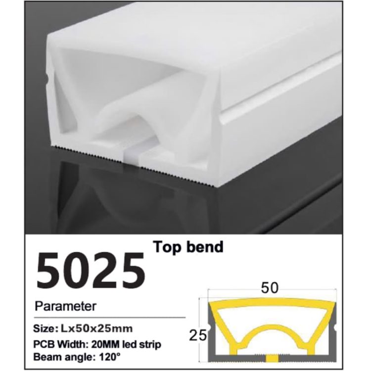 Silicone LED channel Top view 50*25mm