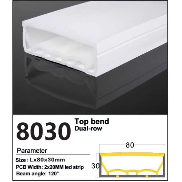 Double Row Silicone LED Strip Tube - Top view 80*30mm