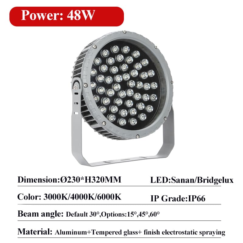 New Landscape Round LED Spotlight 48W Dia230mm 4 New Landscape Round LED Spotlight 48W Dia230mm - Image 4